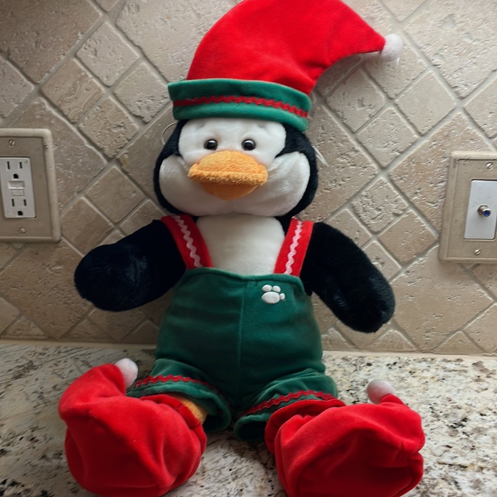 Vintage Build-A-Bear Penguin in an Elf Costume